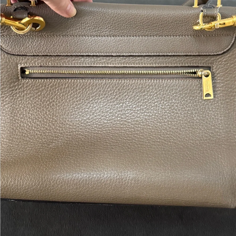 Celine Taupe Leather and Suede Satchel